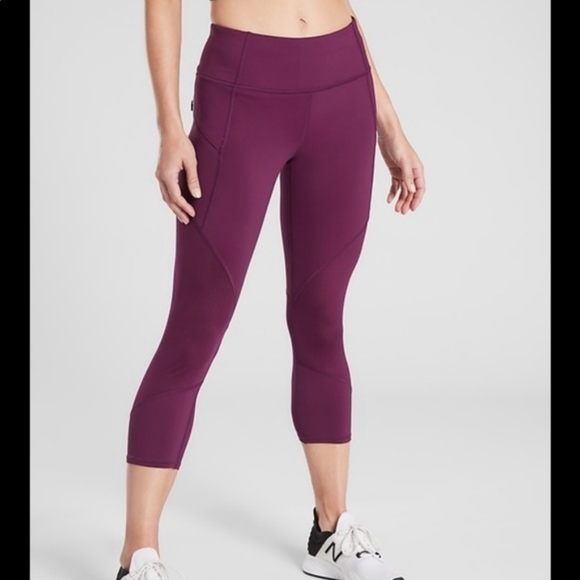 Athleta Pants & Jumpsuits Athleta Capri Mesh Leggings Purple Medium